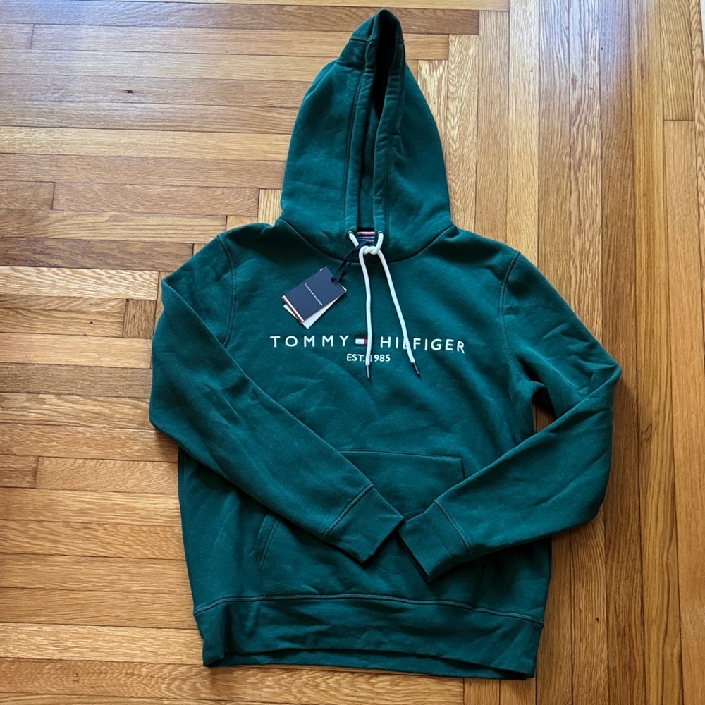 Tommy Hilfiger Logo Hoodie Ornamental Green XL